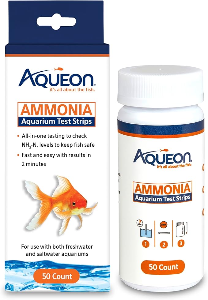 Aqueon Ammonia Aquarium Test Strips, Freshwater and Saltwater Aquariums, 50 Count