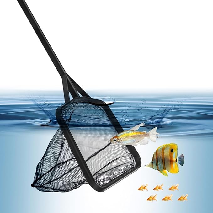 Functional Aquariums Square Fishing Net with Long Handle for Catching Fish Shrimp Tanks Aquariums Tool