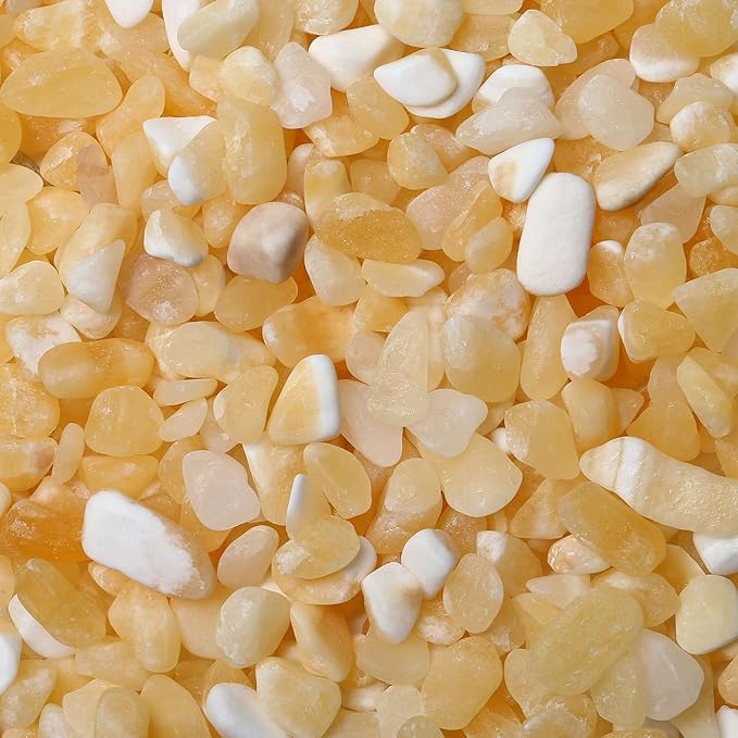LAIDANLA Yellow Jade 1lb Crystal Polished Tumbled Stones Irregular Shaped Crystal Chips Bulk Natural Gemstone Aquarium Gravel Rocks Vase Filler Fish Tank Gravel Home Decoration