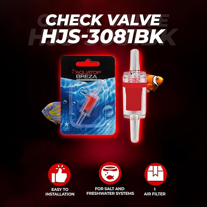 Aquatop Aquarium Air Check Valve – Prevents Backflow, Compatible with CAF-60 and CAF-180 Sponge Filters, Features Adjustable Air Intake and Regulator