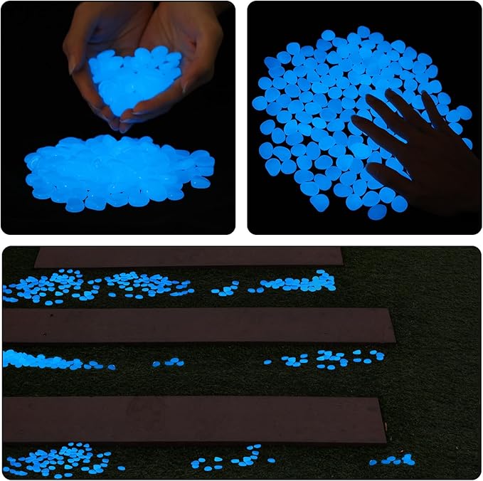 Oubest Fish Tank Rocks Glow Blue/Glow in The Dark Pebbles for Garden/Fish Tank/Aquarium/Plant Pots/Bonsai Walkway/Driveway 200pcs