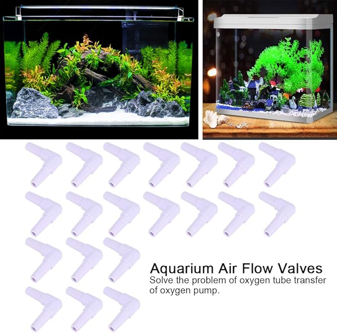 GLOGLOW Plastic Hose Barb Fittings, 20pcs Hose Barb 90 Degree L Right Angle Elbow Union Fitting Water Fuel Air Aquarium Joints Increasing Oxygen Pump Tubing Connectors