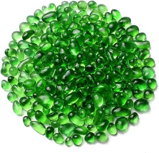Glass Stones, 1Lb/460g Irregular Sea Glass Pebbles Non-Toxic Artificial Gemstones for Vase Filler/Handmade Gift/Terrarium Flowerpot Aquarium Turtle Tank Decoration, Green