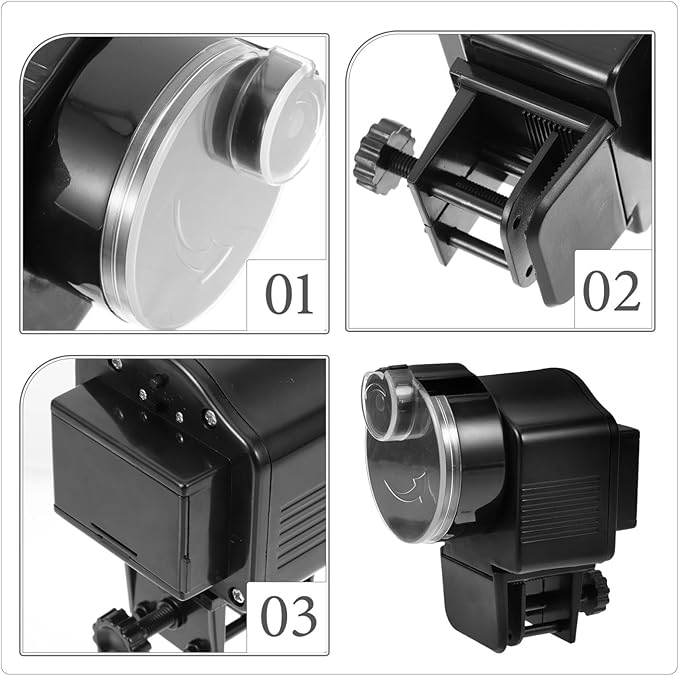 COLLBATH Aquarium Timing Feeder Automatic Fish Food Dispenser Rotation Feeding Tool for Fish Tanks Safe Lightweight Design