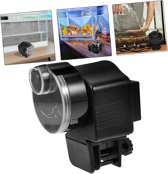 Cabilock Automatic Aquarium Fish Tank Feeder with Timer Mechanical Feeding Tool for Goldfish and Turtle Tanks, Battery-Free Vacation Feeding Dispenser for Flakes and Pellets