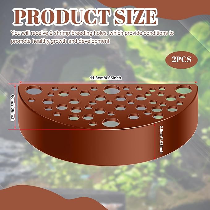 Hoolerry 2 Pcs Shrimp Hides for Aquarium Shrimp Hides Hideout Aquarium Cave Fish Tunnel for Fish Tank Accessories Decor(Brown)