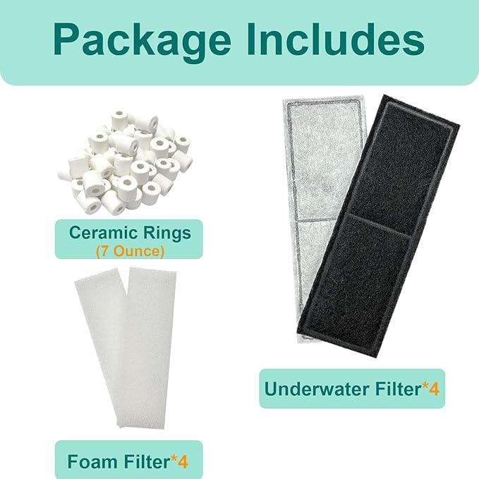 2 Set Aquarium Filter Media Compatible with Fluval U3 Underwater Filter, Include 4 Carbon Foam Filter Pads, 4 Sponge Filters and 1 Ceramic Ring, Fit for Freshwater and Saltwater Aquariums