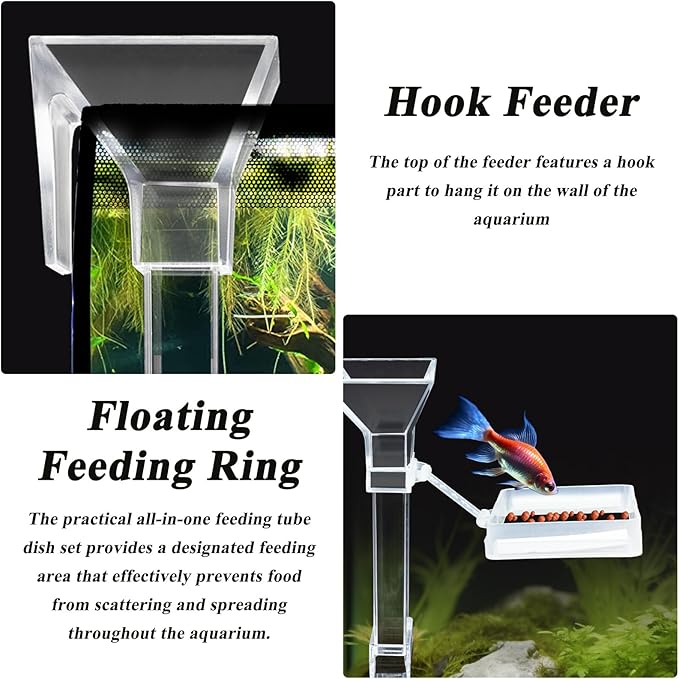 Shrimp Feeder Tube and Dish Set - Aquarium Fish Feeder with Feeding Ring and Cleaning Brush - Prevent Food Scattering