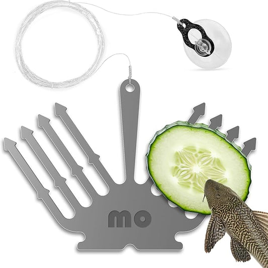 Deluxe Cucumber Holder Fish Pleco Feeder for Aquarium - Shrimp Stainless Steel Feeder Dual-Fork Design with Suction Cup and Retrieval Line for Fresh and Salt Water Fish Tanks, Easy to Use Marine