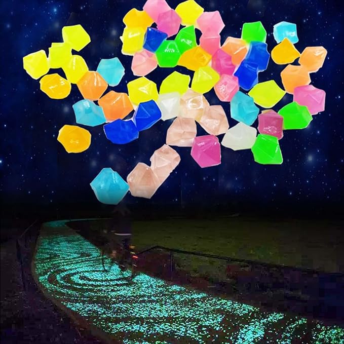 300pcs Luminous Stones 14mm Fish Tanks Artificial Stone Aquarium Decoration For Indoor Outdoor Garden Yard Decor Luminous Stones For Garden, Yellow