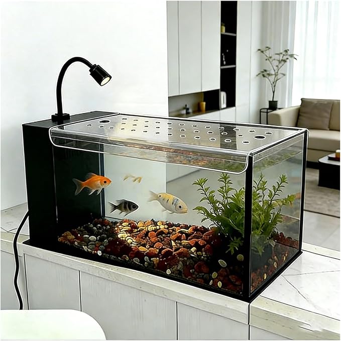 Cuttable Aquarium Cover, Cat Proof Fish Tank Lid with Feeding Hole, Escape Proof Aquarium Lid, Fish Tank Hood Cover with Vent Port(20x16in)