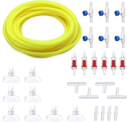 Premium 25FT 3/16inch Air Hose for Aquarium with Connector,Check Valve, Control Valve Accessories (Yellow, 25 ft.)