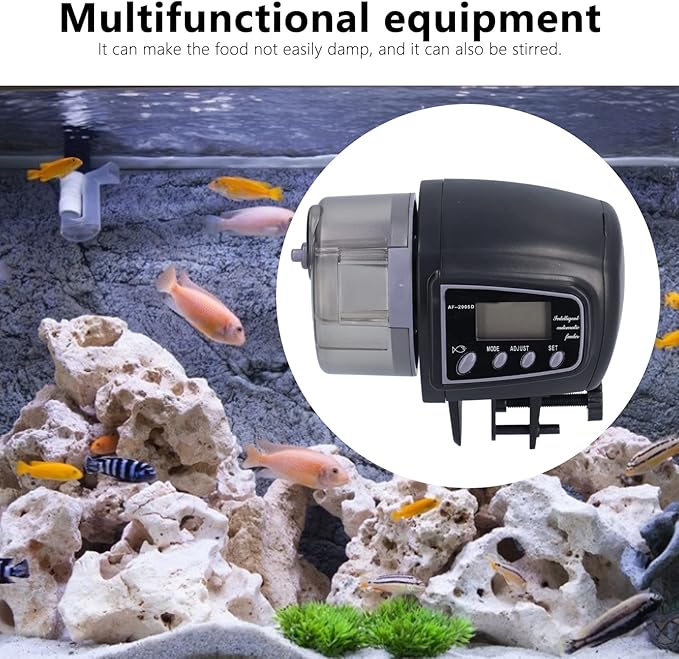 Luqeeg Automatic Fish Feeder, with Multifunctional Equipment, Large Capacity Food Trough, High Definition LCD Screen Digital Display, for Various Specifications of Aquariums