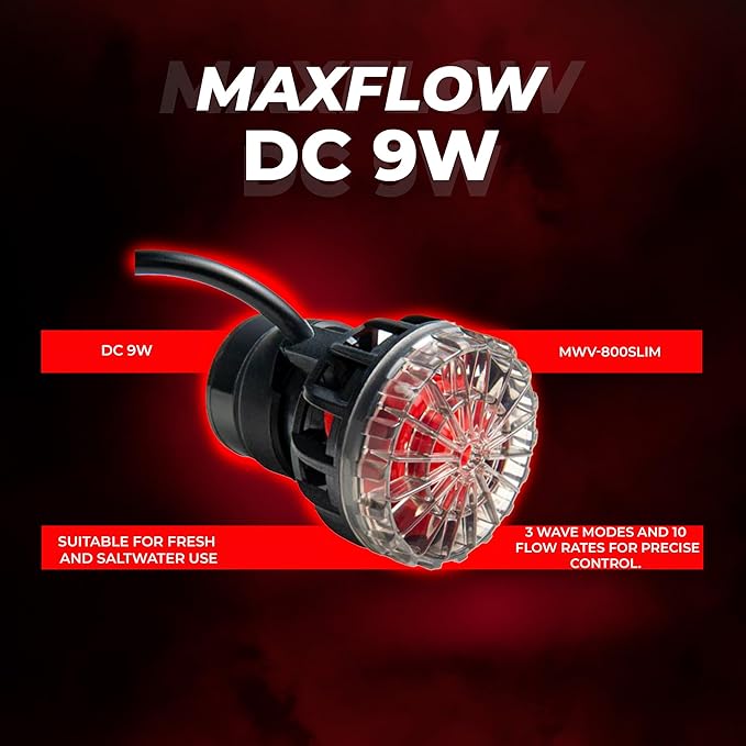Aquatop MaxFlow MWV-800SLIM DC Wavemaker Pump, 793 GPH – For 10-30 Gallon Tanks, Safe for Salt & Freshwater, Magnetic Mount, Energy-Efficient Circulation