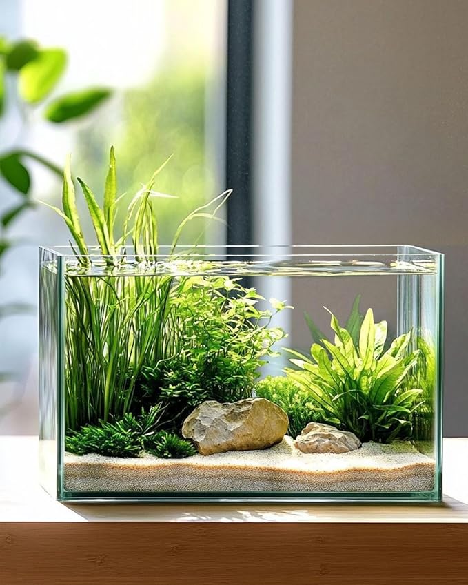 10 Gallon Ultra Clear Rimless Glass Fish Tank, Easy to Maintain Small Aquarium for Betta, Goldfish, Shrimp, Snails and Aquatic Plants