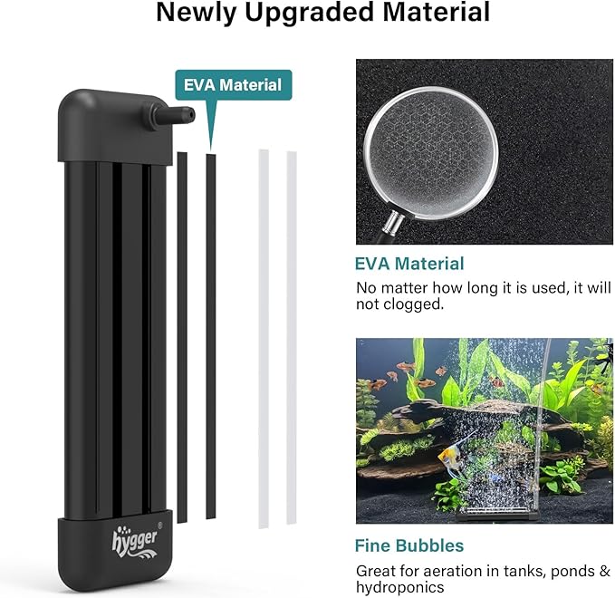 hygger Fish Tank Bubbler, Aquarium Air Stone with Special EVA Material, Air Bubbler for Nano Air Pump Fish Tank Small Bucket and Hydroponics