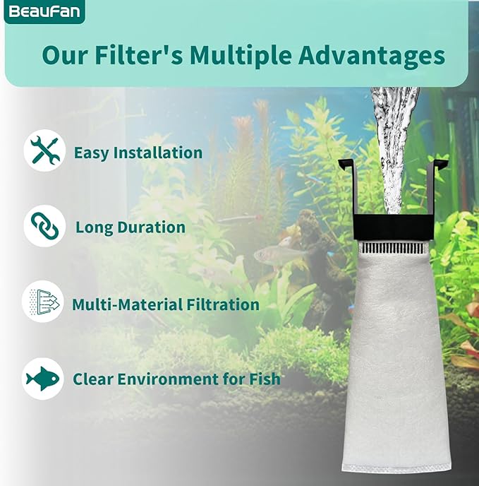 Set of 6 200 Micron Filter Bag Fit for Innovative Marine Fusion Pro 2 AIO 10/14/20/25/40L and Fusion AIO 15/20/25 Desktop Aquarium