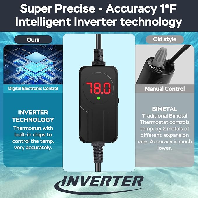 AquaMiracle Aquarium Heater, 100W Submersible Fish Tank Heater with LED Digital Display, Overheat Protection & Auto Power-Off When Out of Water, for Freshwater and Saltwater Fish Tanks (10-20 Gal)