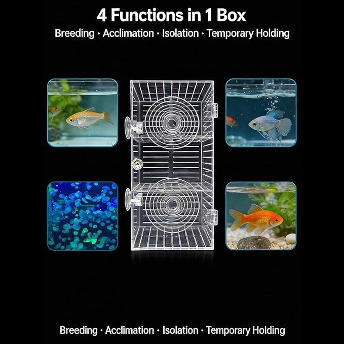 Acrylic Breeding Box Fish Trap Aquarium Container, Acclimation Isolation for Tank Breeder Separator for Fish
