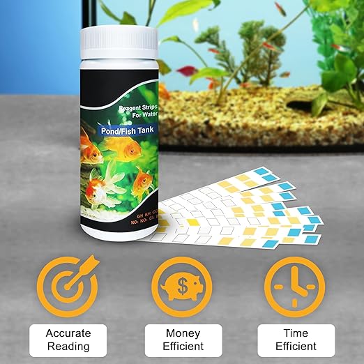 JOR Aquarium Water Test Strips, Compatible with Swimming Pool, Freshwater and Saltwater Fish Tanks, Detect pH, Chlorine, Carbonate, Water Hardness, 100 Strips