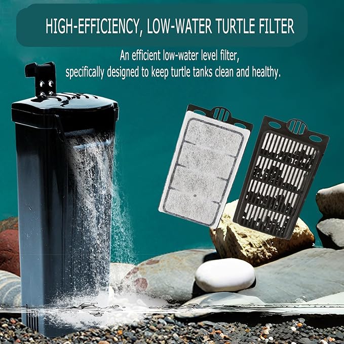 Upgraded 3 GAL Turtle Tank Kit(Tank+3.5W Filter+Basking Platform),Fish Tank Starter Kit, Aquarium for Crabs,Fishes,Amphibians,Reptiles(12 * 7.7 * 7.2 Inch)