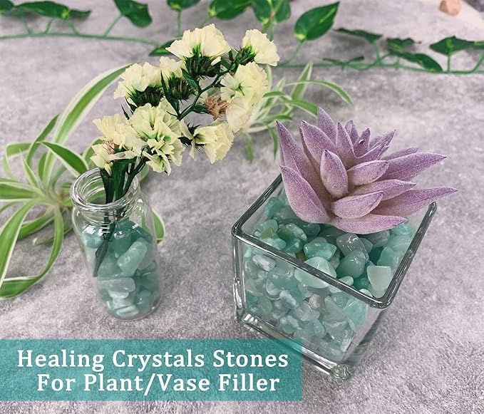 MAIBAOTA Natural Green Aventurine Crystal Quartz Rocks Chips Vase Filler Rocks for Succulent Plant Small Fish Tank Aquarium Gravel Decorative Pebbles Stones(200 gram)