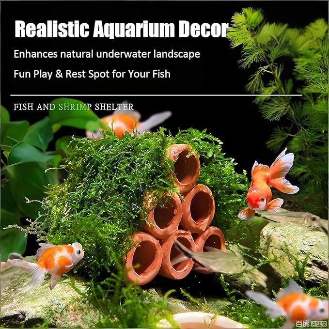 Aquarium Decorations Cave – Resin Fish Tank Ornament Barrel Hideout for Betta, Shrimp & Small Fish, Rock Cave Shelter Breeding & Hiding Decor Broken Barrel Aquarium Decoration (Hiding Tube)