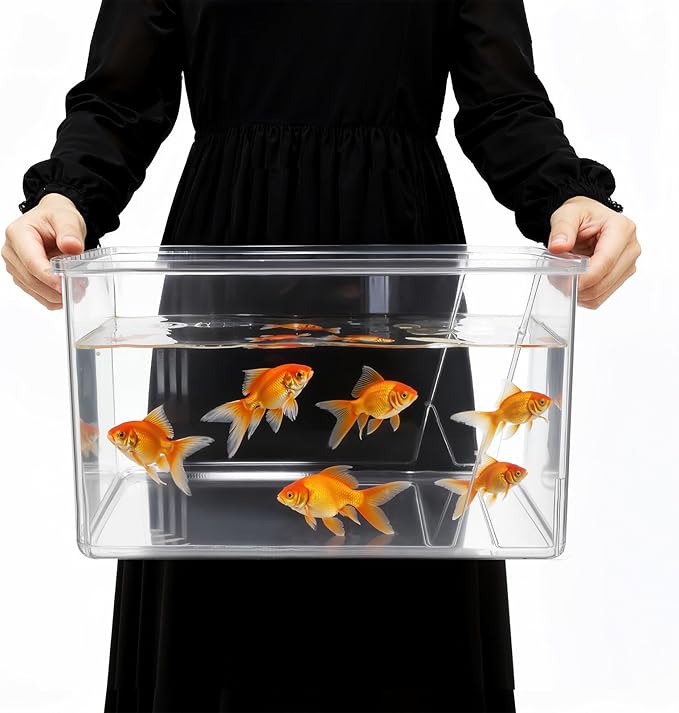 Geelin 2.5 Gallon Plastic Fish Tank Large Bowl Shatterproof with Crystal Clear Clarity for Terrarium, Flower Vase Centerpiece Gift for Fish Lovers (Square)