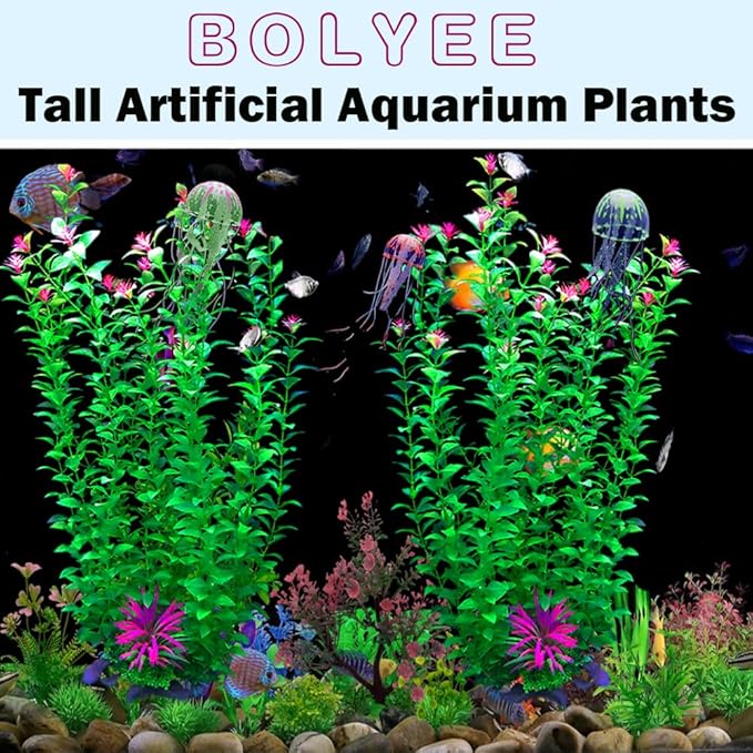 2 pcs Aquarium Decor Plants 21 Inches Extra Large Artificial Plastic Fish Tank Plants, Tall Fish Tank Decorations