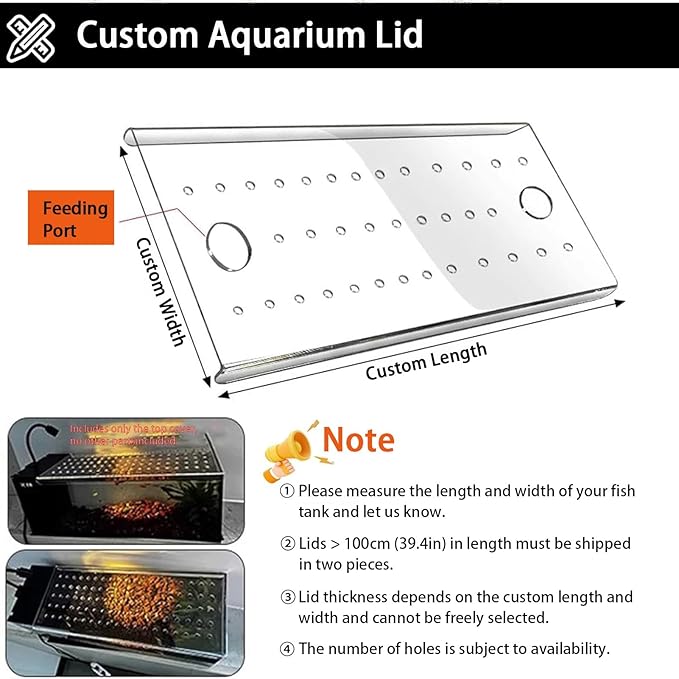Acrylic Aquarium Anti-Jump Cover, Clear Fish Tank Top Cover/Plastic Canopy, Fish Aquarium Anti-Jumping Cover for Aquarium