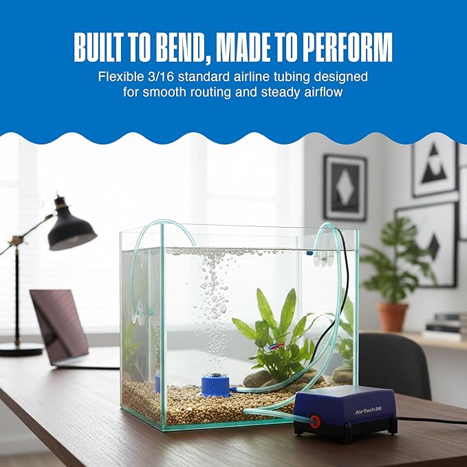Penn-Plax Aqua-Life Deluxe Silicone Airline Tubing - 3/16 Inch Flexible Airline Hose for Aquarium Pumps, Fish Tank Line for Air Stones & Filters - Safe for Freshwater & Saltwater - 200 ft Long, Green