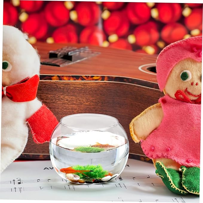 POPETPOP 2pcs Round Glass Terrarium Container Landscape Bottle for Moss Decor for Home Office Garden and Patio Decoration Creative Plant Display