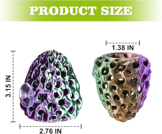 Shrimp Dome Hide, Shrimp Hides for Aquarium, Betta Fish Hideout with Suction Cup, Betta Habitat Tank Ornament Accessories, Aquarium Decor for Small Fish Guppy Hiding Resting (Lid Green Purple)