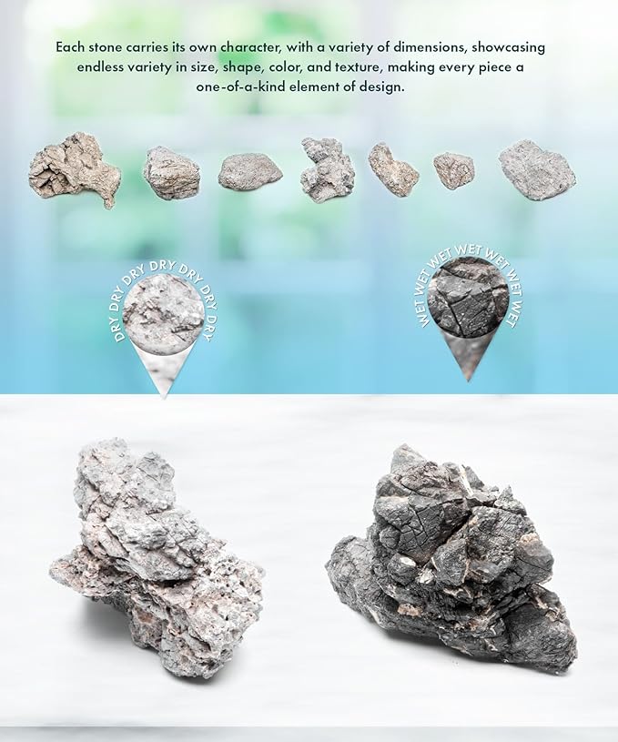 SubstrateSource Natural Aquarium Stones - Medium Gray Jagged Layered Aquascaping Rocks for Dramatic Layouts, Stacking, Terrariums, Freshwater Fish Tank Decorations & Epiphytic Plants - Wolf, 20 LB
