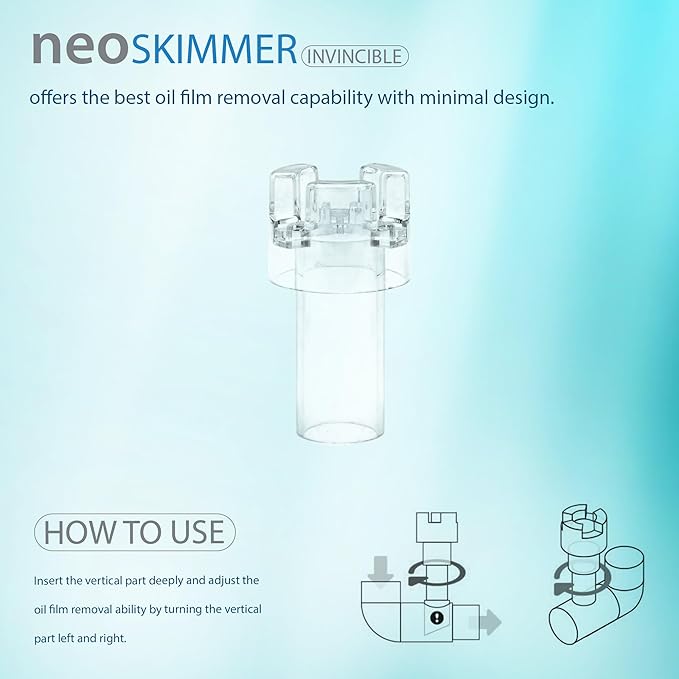 Aquario Neo Skimmer Invincible - Freshwater Planted Aquarium Surface Skimmer Upgrade for/fits Neo Flow Lily Pipes, Rimless Tank Filtration Accessories, Aquascape Filter Pipes Skimmer
