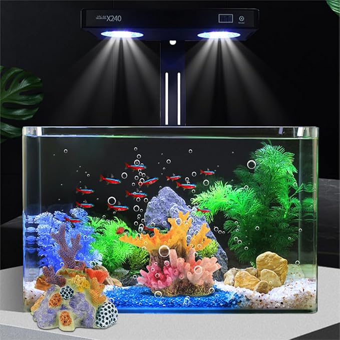 2PCS Aquarium Plants, Artificial Coral, Coral Reef Decor Resin Ornament for Fish Tank Landscape