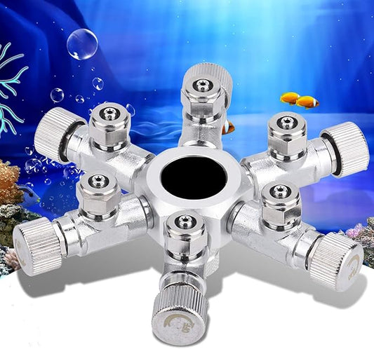 KIMISS Multi Ways Distributor Aquarium Regulator CO2 Splitter Valve Fish Multi Ways Distributor (6 Passes)