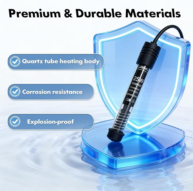 Orlushy Submersible Aquarium Heater, Adjustable Fish Tahk Heater with Free Thermometer Suitable for Marine Saltwater and Freshwater