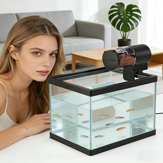 Automatic Feeder - 100ml Battery Operated with Timer, Large Capacity Fish Automatic Feeder | for Small Tank Turtle Shrimp Home Apartment Office Travel Vacation Weekend