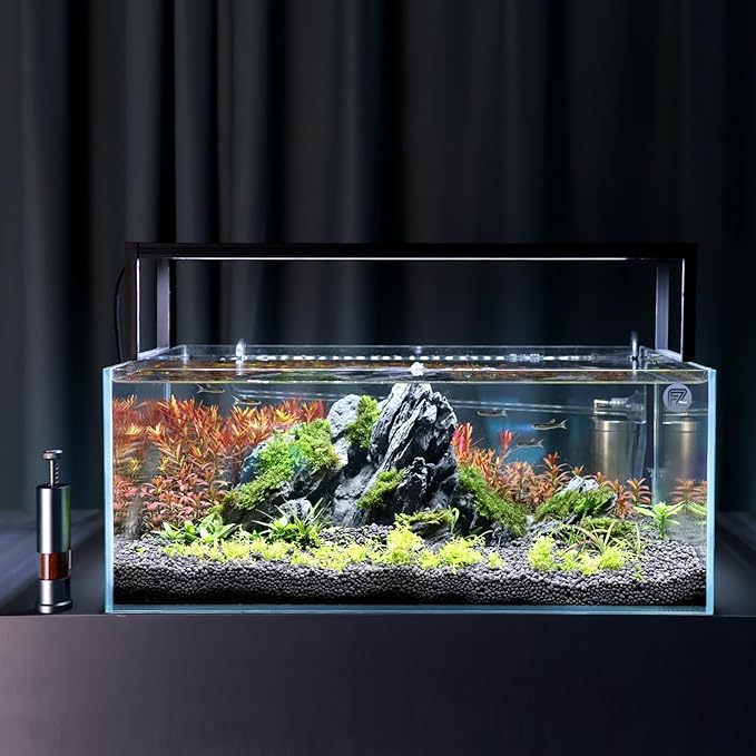 FZONE Aquarium Fish Feeder, Press-to-Feed Fish Food Dispenser for Aquariums