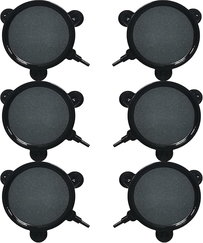 kathson 4.2-Inch Air Stone Disc Bubble Diffuser 6 PCS with Suction Cups Fish Tank Air Pump Round Dissolved Oxygen Airstone Decoration for Hydroponics Pond Aquarium Aquaponics