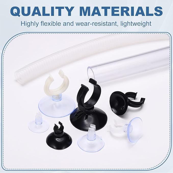 Aquarium Suction Cups, Fish Tank Suction Cups Clips Airline Tube Holders Clamps (Plastic, 8Pcs, Clear) for 0.8" Fish Tank Airline Tubing Binding Moss Shrimp Nest, 20x30MM