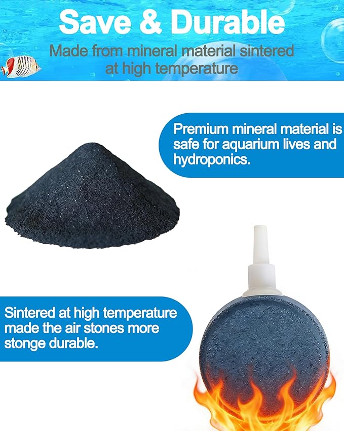 Air Stone for Aquarium Fish Tank, 2 Inch Air Stone Disc Bubbler, Aerator Diffuser with 2 Control Valve, Air Pump Accessories for Nano Buckets Small Ponds Hydroponics and DWC Reservoirs, 4 Pack