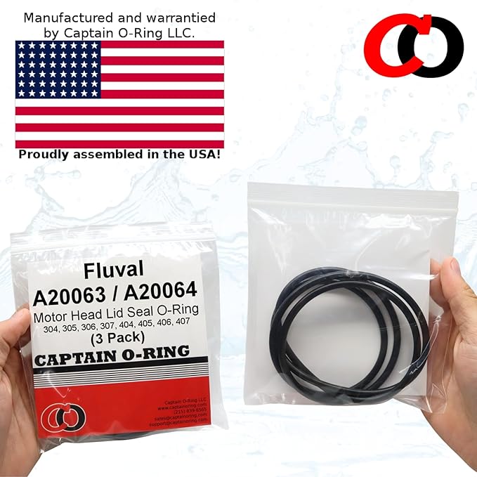 Captain O-Ring – Replacement A20063 A20064 Orings for Fluval 304, 305, 306, 307, 404, 405, 406, 407 Canister Filter Motor Head Lid Seal Ring (2 Pack)