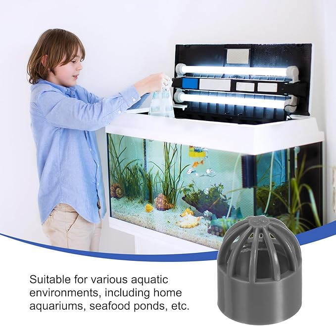 PATIKIL 0.8 Inch (20mm) Fish Cover Permeable Cap, 4 Pcs PVC Breathable Cap Aquarium Guard Fish Tank Intake Cover, Gray