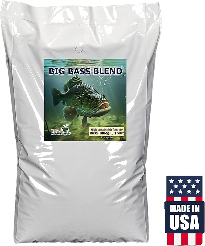 Natural Waterscapes Big Bass Blend Game Fish Food 20 lb | 5 mm Large Floating Pellets (20 lb)