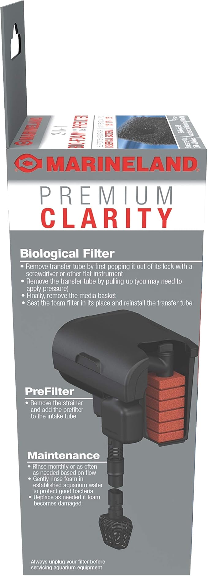 Marineland 2-in-1 Bio-Foam and PreFilter 1 Count, for Biological and Mechanical Filtration, Fits Penguin Pro 125, 175 and 275 Filters (Pack of 2)