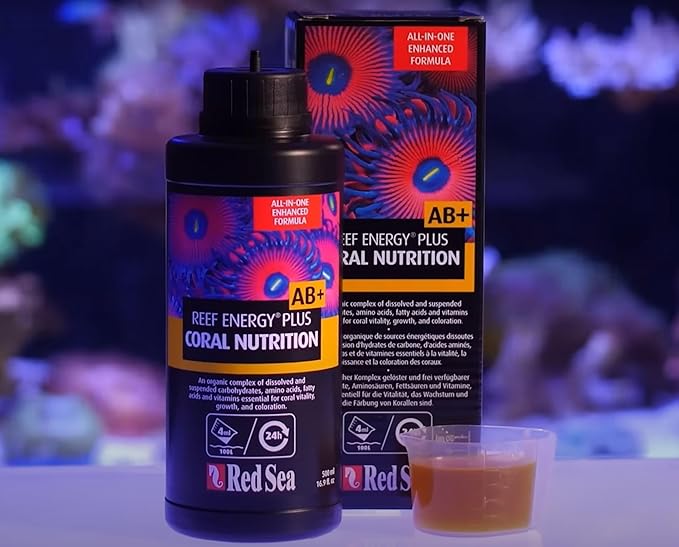Red Sea Reef Energy Plus 250ml (AB+) All In One Coral Food for Saltwater Aquarium Marine Reef Tanks | Food for Soft, LPS, SPS, and Non-Photosynthetic Corals