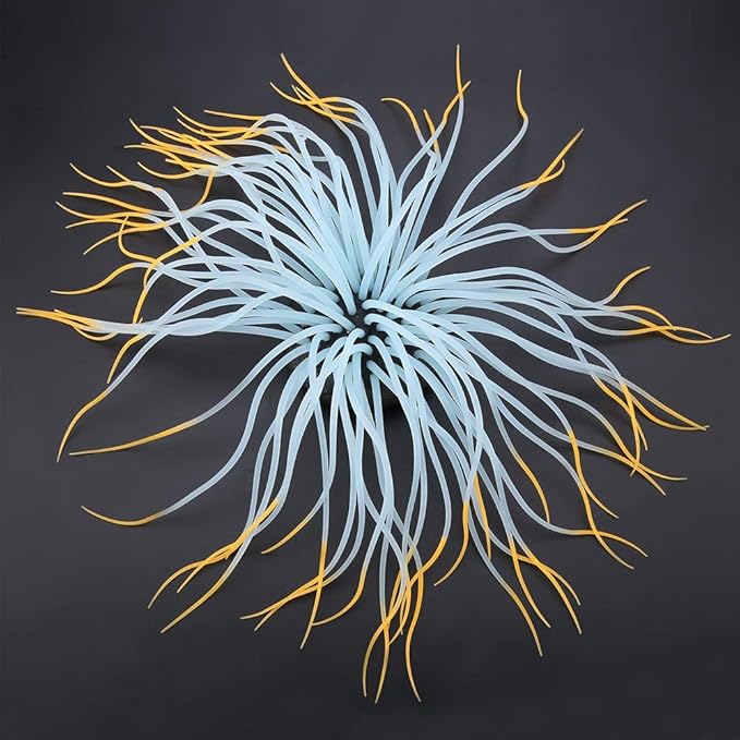 Pssopp Simulation Silicone Luminous Sea Anemone Ornament Artificial Plant Simulation Sea Anemone for Aquarium Fish Decoration with Suction Cup(Orange)