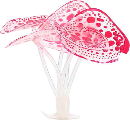 VOCOSTE Soft Silicone Glowing Aquarium Simulation Coral with Sucker, Fluorescence Aquatic Artificial Water Plants for Fish Tank Decoration, Pink